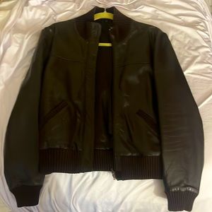 A helium dark brown leather jacket